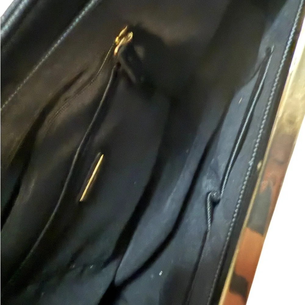 Aldo Black Faux‎ Leather Tote Bag Gold Trim On Front - Medium size